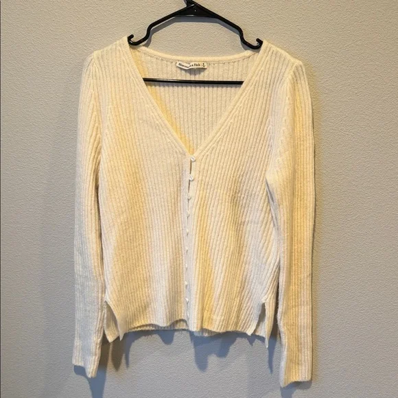 Abercrombie & Fitch Cream Ribbed Cardigan - Picture 1 of 3